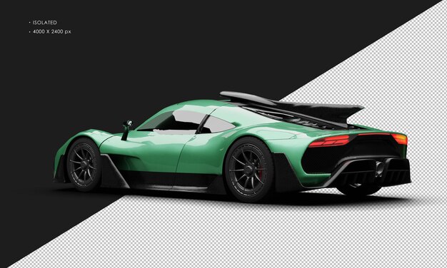 PSD isolated realistic metallic green excusive limited hybrid sports car from left rear