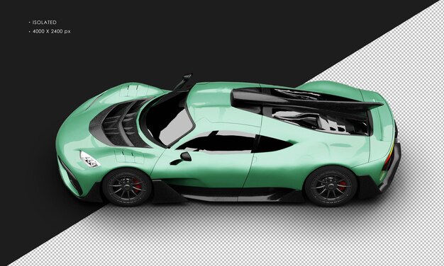 PSD isolated realistic metallic green excusive limited hybrid sports car from top left