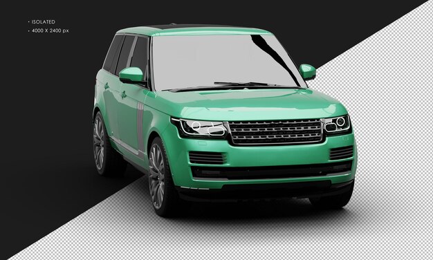 PSD isolato realistico metallico verde moderno luxury sport utility vehicle auto dall'angolo anteriore destro