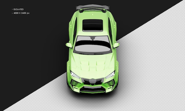 Isolato realistic metallic green turbo engine super sport utility vehicle car dall'alto in avanti