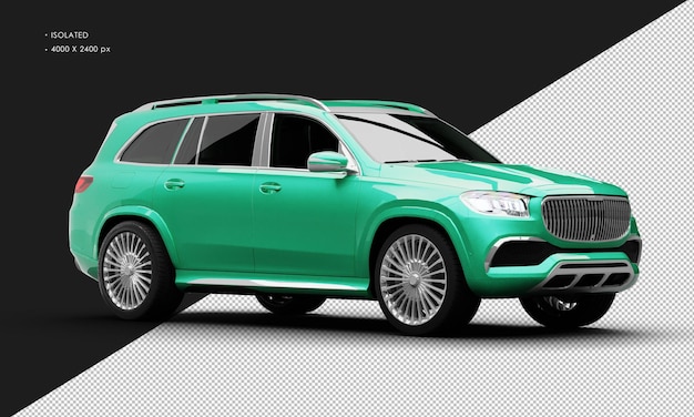 PSD isolato realistico motore metallico verde turbo ultimate suv di lusso da destra vista anteriore