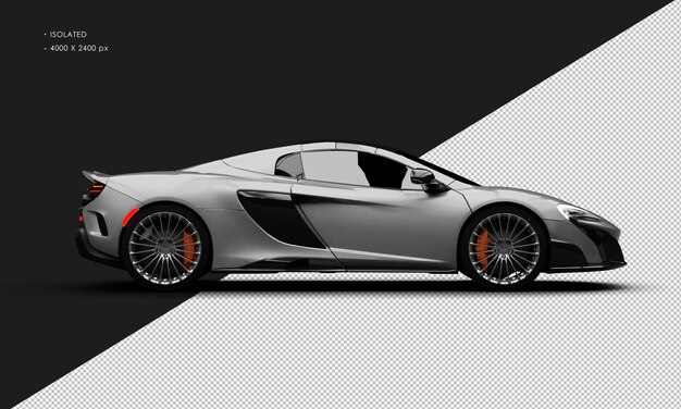 PSD isolated realistic metallic grey exclusive turbo engine hyper sport car from right side view