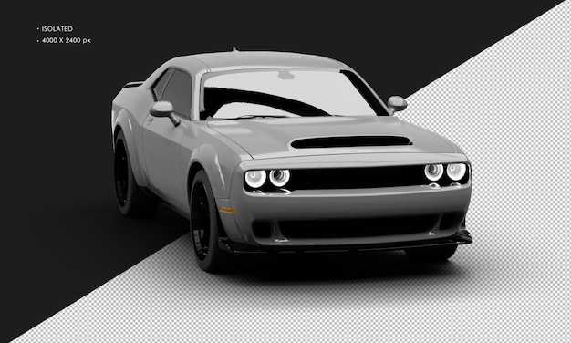 isolated realistic metallic grey modern super sport muscle car from right front angle view