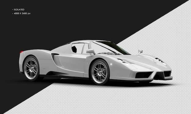 PSD isolated realistic metallic grey modern super sport racing car from right front view