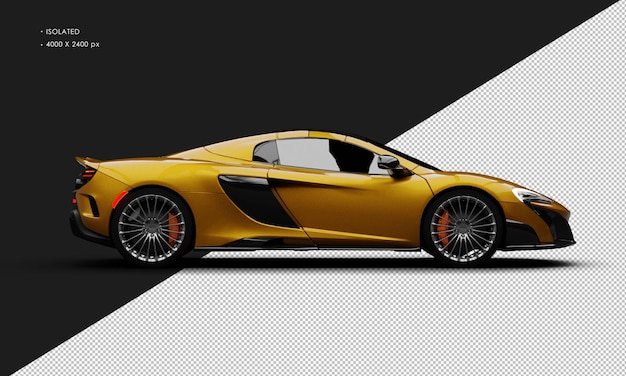 Isolated realistic metallic orange exclusive turbo engine hyper sport car from right side view