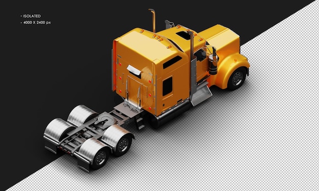 PSD isolato realistico metallico arancione heavy duty semitrucks auto dall'alto a destra vista posteriore