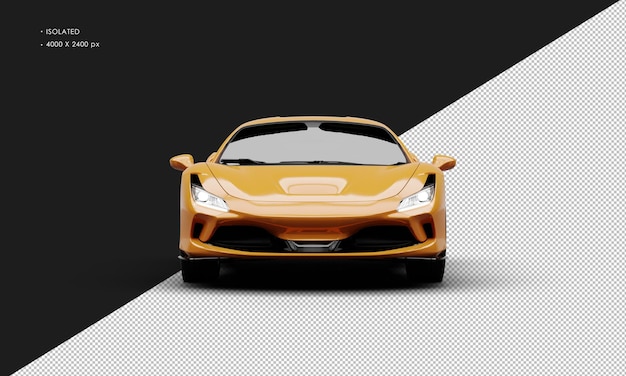 Isolated realistic metallic orange high performance super sport car from front view