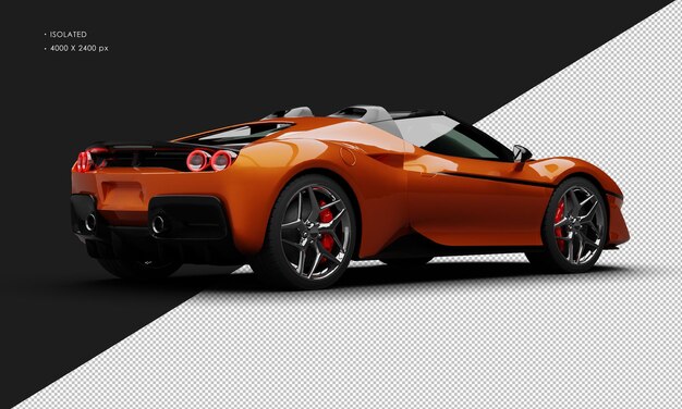 PSD isolated realistic metallic orange limited twin turbo super sport car from right rear view