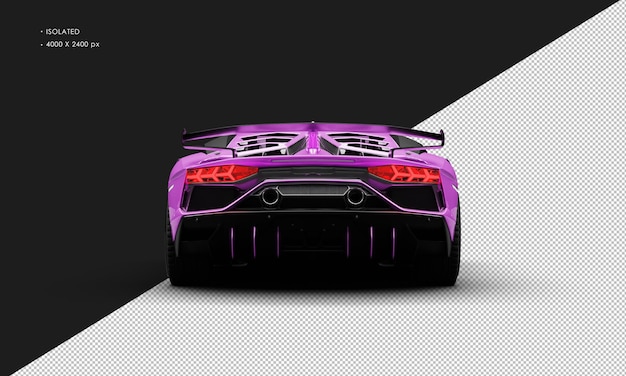 PSD Изолированный реалистичный металлический розовый фиолетовый аэродинамический современный ультраспортивный суперкар сзади