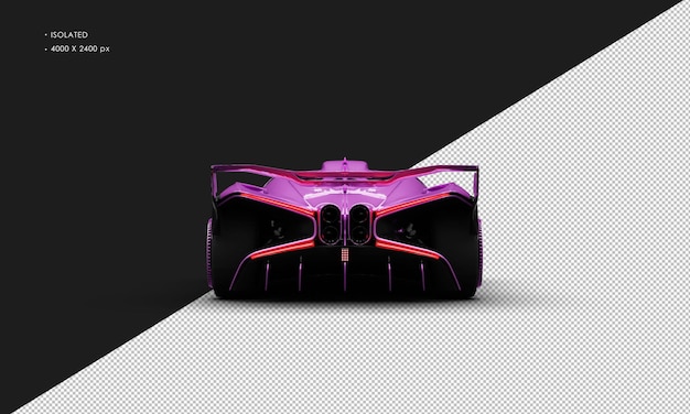 PSD isolated realistic metallic purple luxury sedan modern super sport car from rear view