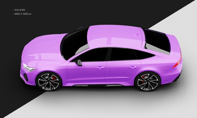 Isolated realistic metallic purple luxury sedan super sport car from top left view