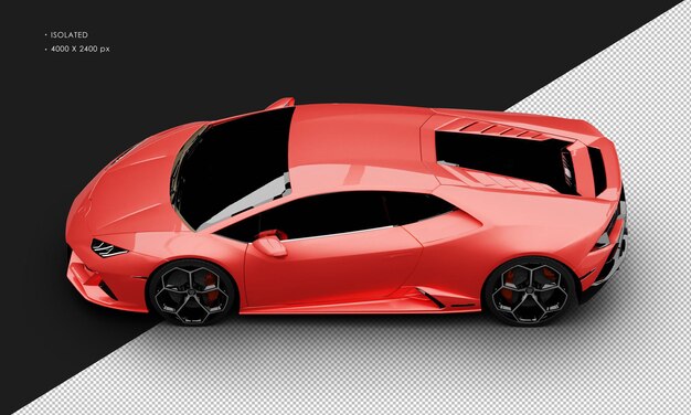 isolated realistic metallic red modern coupe ultra sport super car from top left view