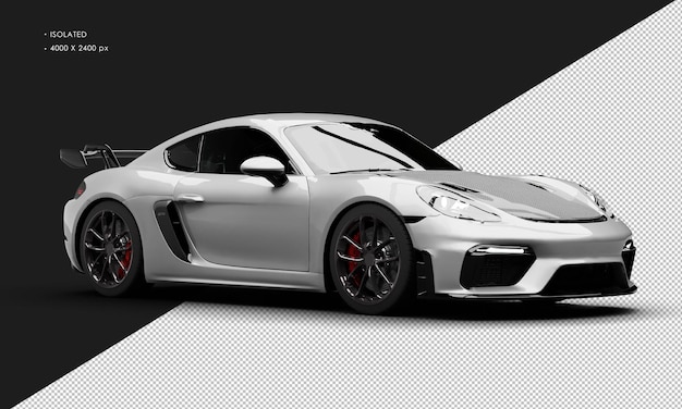 右のフロントビューから隔離された現実的な金属銀灰色の豪華アスリートスーパースポーツカー