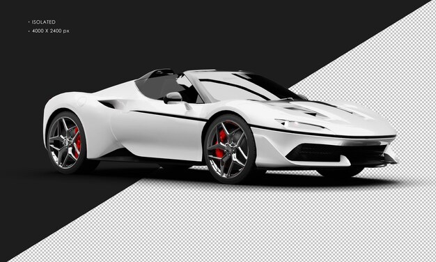 PSD isolated realistic metallic white limited twin turbo super sport car from right front view