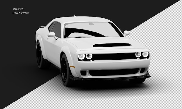 isolated realistic metallic white modern super sport muscle car from right front angle view