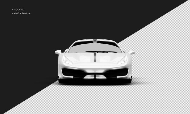 Isolated realistic metallic white twin turbo super sport car from front view