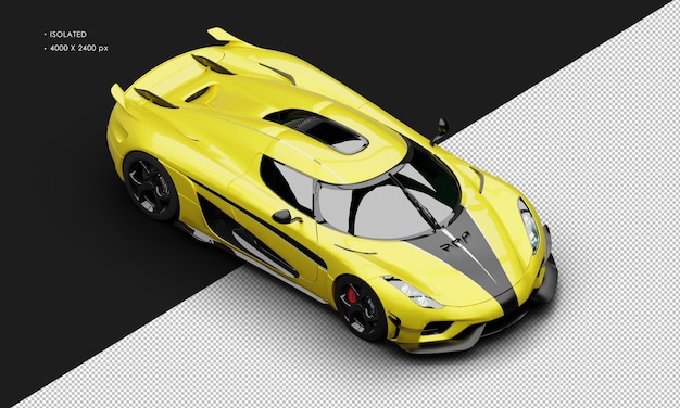 PSD isolated realistic metallic yellow limited sport touring hybrid sport car van rechtsboven