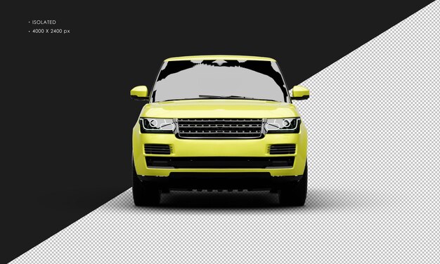 Isolated realistic metallic yellow modern luxury sport utility vehicle car from front view