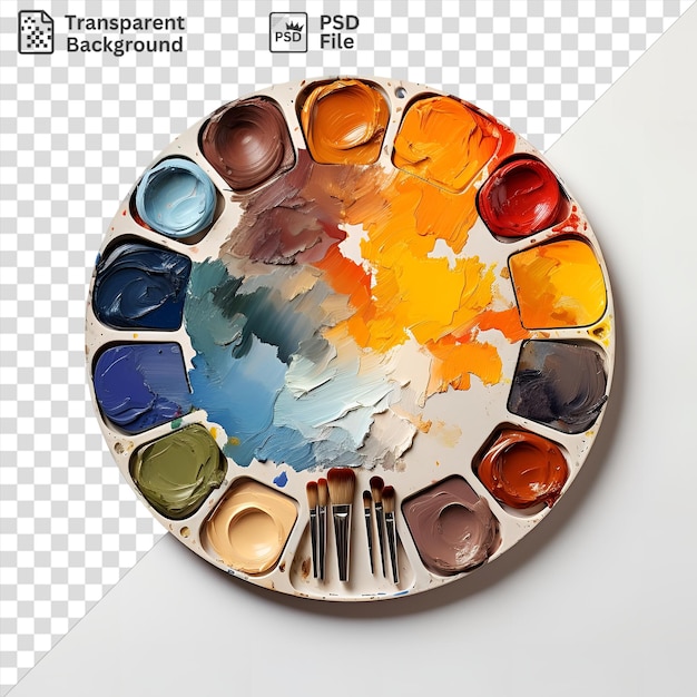 PSD isolated realistic photographic painters palette on a plate