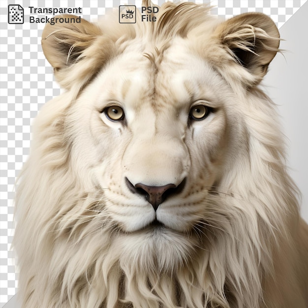 Изолированный реалистичный фотографический блокнот зоографа с крупным планом лица льва с его отличительными коричневыми ушами желтые и коричневые глаза розовый нос и закрытый рот
