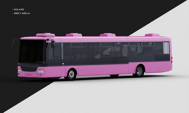 Isolated realistic pink bus from left front view