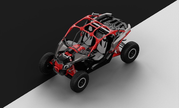 Isolated realistic red buggy offroad sport car from top left front view