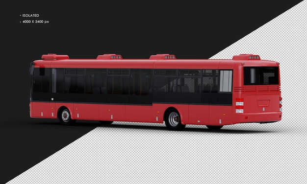 Isolated realistic red bus from left rear view