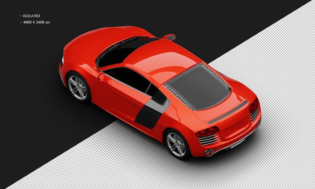 Isolated realistic red luxury elegant modern sport car from top left rear view