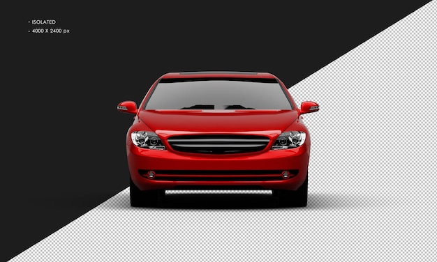 PSD isolated realistic red metallic luxury city sedan car from front view