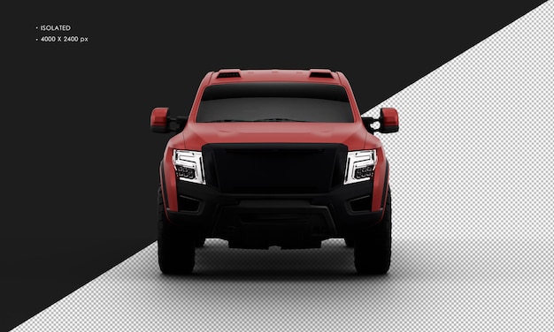 PSD isolated realistic red pickup truck from front view