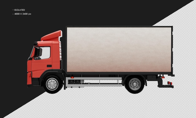 PSD isolated realistic red truck from left side view