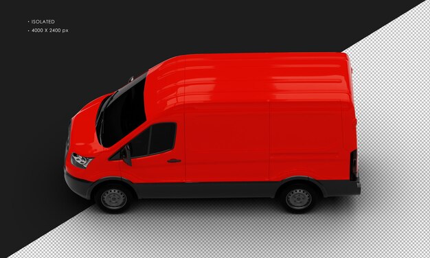 Isolated realistic red van from top left view