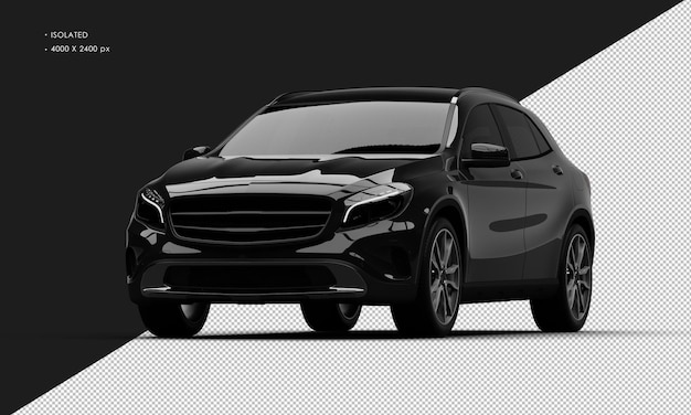 左フロント アングル ビューから分離された現実的な光沢のある黒のエレガントな都市 suv 車