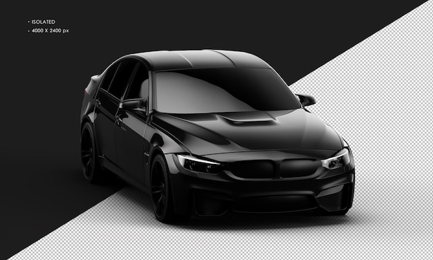 Isolated realistic shiny black elegant sport city car from right front angle view