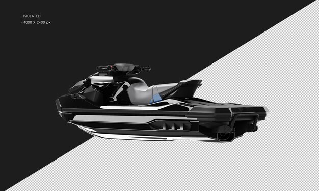 PSD isolated realistic shiny black sport water skijet from left rear view