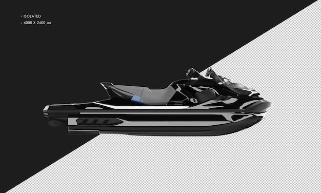 PSD isolated realistic shiny black sport water skijet from right side view