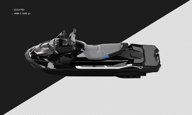 PSD isolated realistic shiny black sport water skijet from top left view