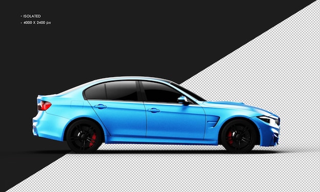 Isolated Realistic Shiny blue Elegant Sport City Car from Right Side View