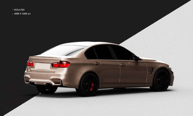 isolated realistic shiny brown grey elegant sport city car from right rear view