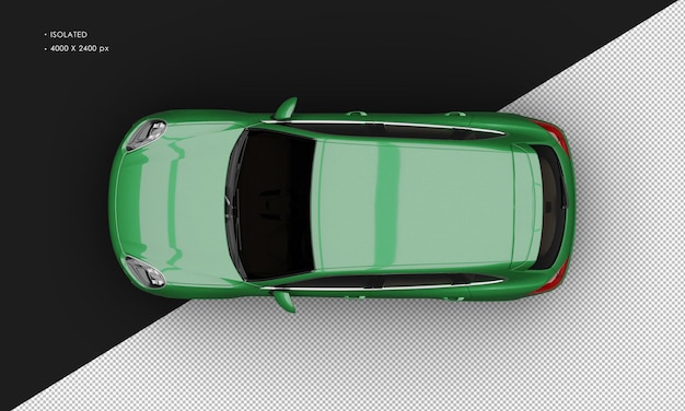 Isolated realistic shiny green luxury modern sport car from top view