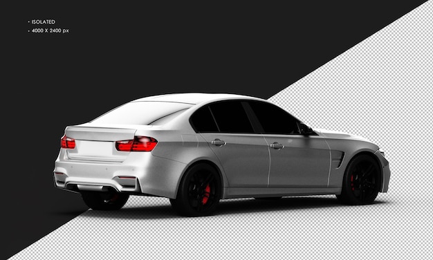 isolated realistic shiny grey elegant sport city car from right rear view