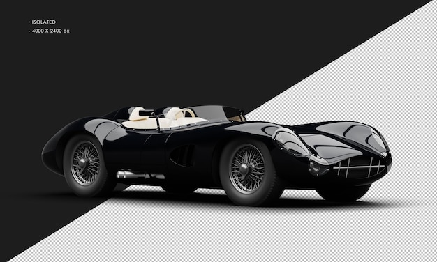Изолированный реалистичный блестящий металлический черный седан sport classic city car справа спереди