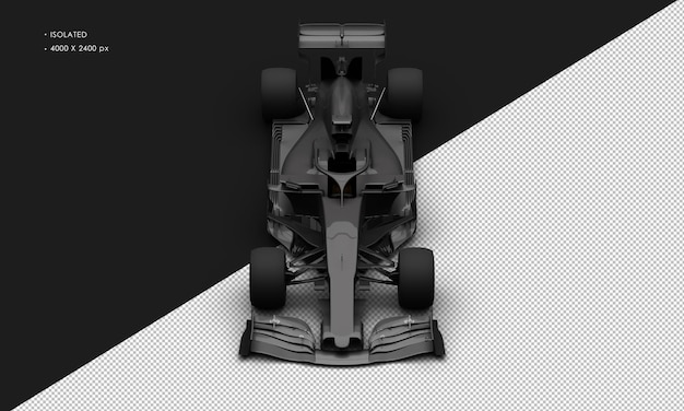 PSD Изолированный реалистичный блестящий металлический черный гоночный спортивный автомобиль с видом сверху спереди