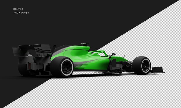 PSD isolato realistico lucido verde metallizzato speed racing sport car dalla vista posteriore destra