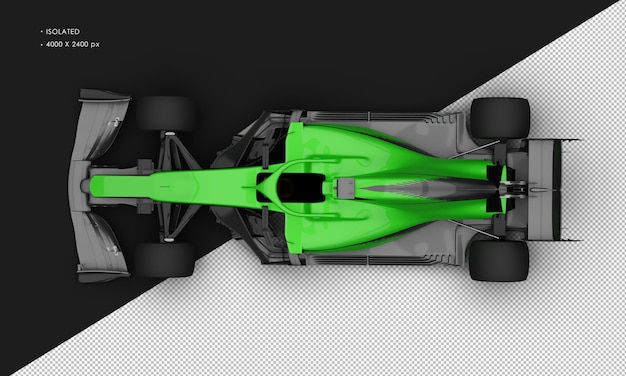 PSD トップ ビューから分離された現実的な光沢のあるメタリック グリーン スピード レーシング スポーツ車