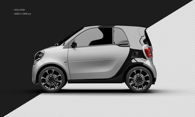 Isolato realistico grigio metallizzato lucido moderno sport mini city car dalla vista laterale sinistra