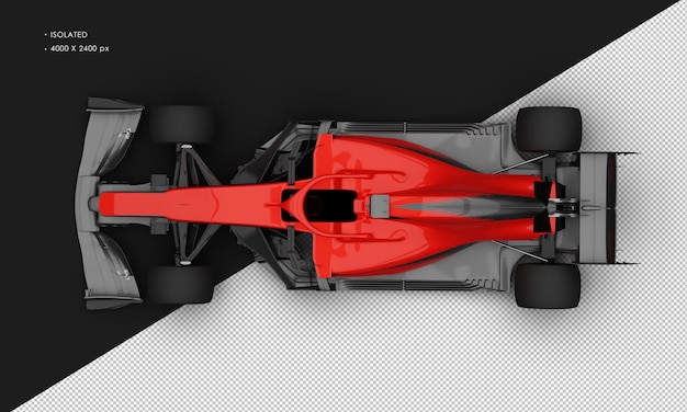 PSD isolated realistic shiny metalic red speed racing sport car from top view