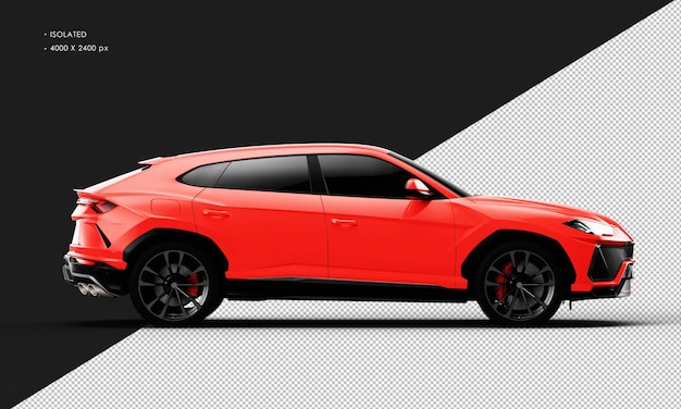 Isolated realistic shiny red elegant sport suv car from right side view