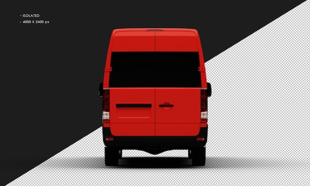 Isolated realistic shiny red luxury van from rear view