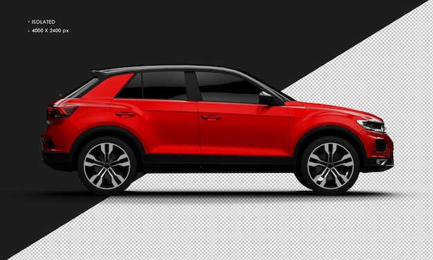 PSD isolated realistic shiny red modern city suv sport car from right side view